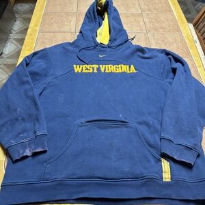 West Virginia Mountaineers Hoodie XL  Nike Team WVU Center Swoosh VTG Distressed